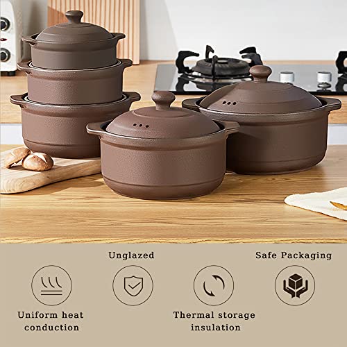 Terracotta Casserole with Lids, Unglazed Clay Cooking Pot X70350