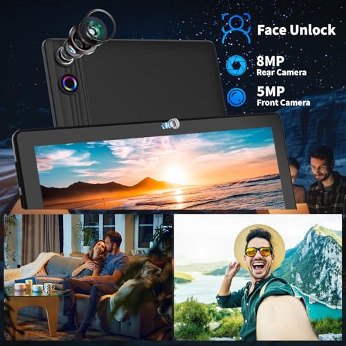 Android Tablet 10.1 Inch IPS HD Touch Screen, Dual Camera, 64GB Storage, 8-in-1 Kit with Keyboard and Case Q7426