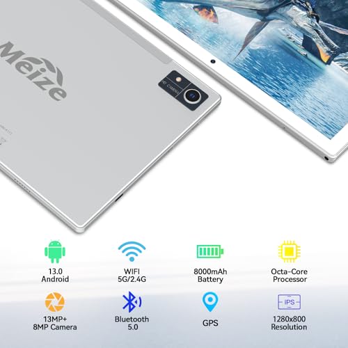 Android 13 Tablet, 10.1 inch, 128GB, 8000mAh Battery, Keyboard Included Z101267
