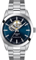 Tissot Mens Gentleman Powermatic 80 Open Heart 316L Stainless Steel case Automatic Watches, Grey, Stainless Steel, 21 (T1274071104101)