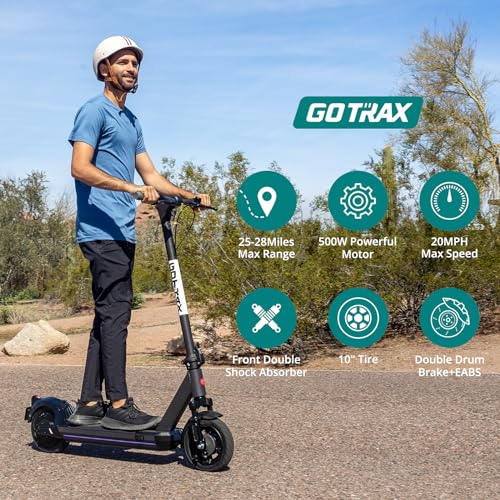 Electric Scooter for Adults, 500W Motor, 10" Solid Tire, 28-42 Miles Range, 20Mph, Foldable Commuting J520