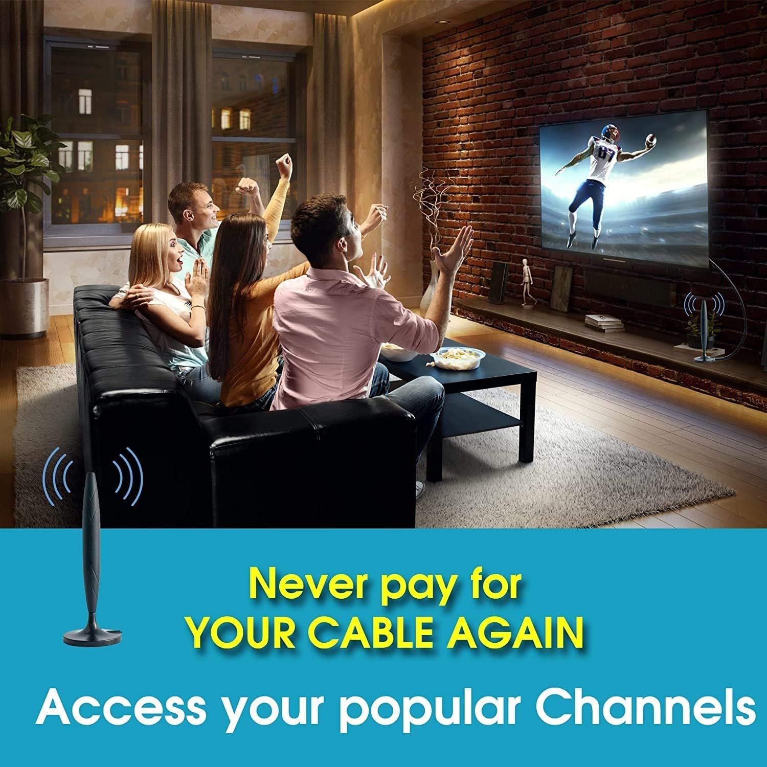 Indoor Outdoor Amplified TV Antenna with 20 ft Coaxial Cable D620630