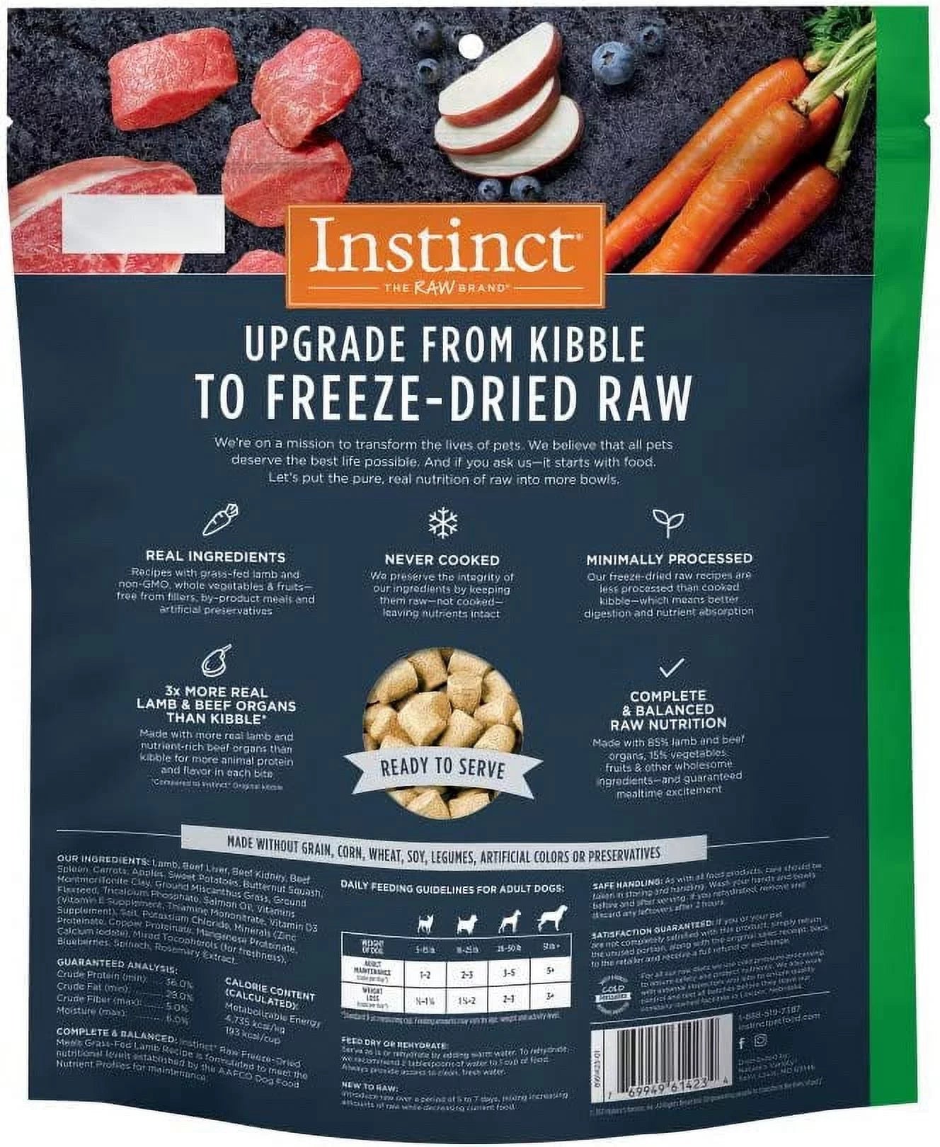 Freeze Dried Raw Grain Free Lamb Recipe Dog Food, 24 oz. Bag I6271