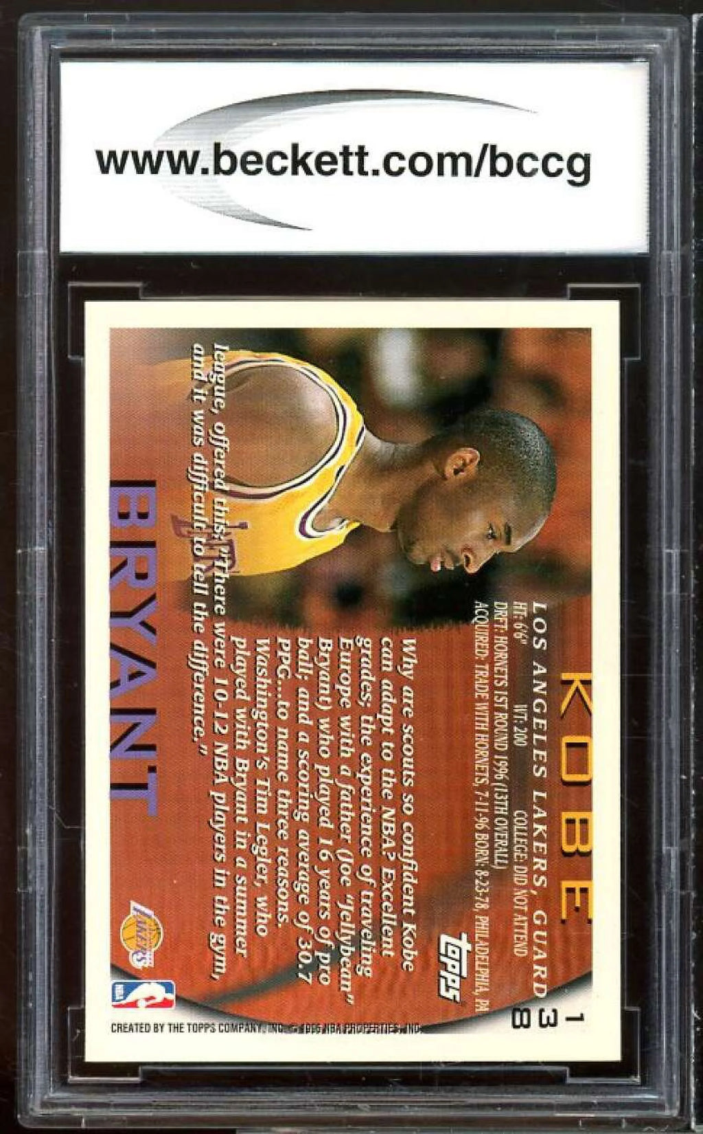 Kobe Bryant Rookie Card BGS BCCG 9 Near Mint+ I63271