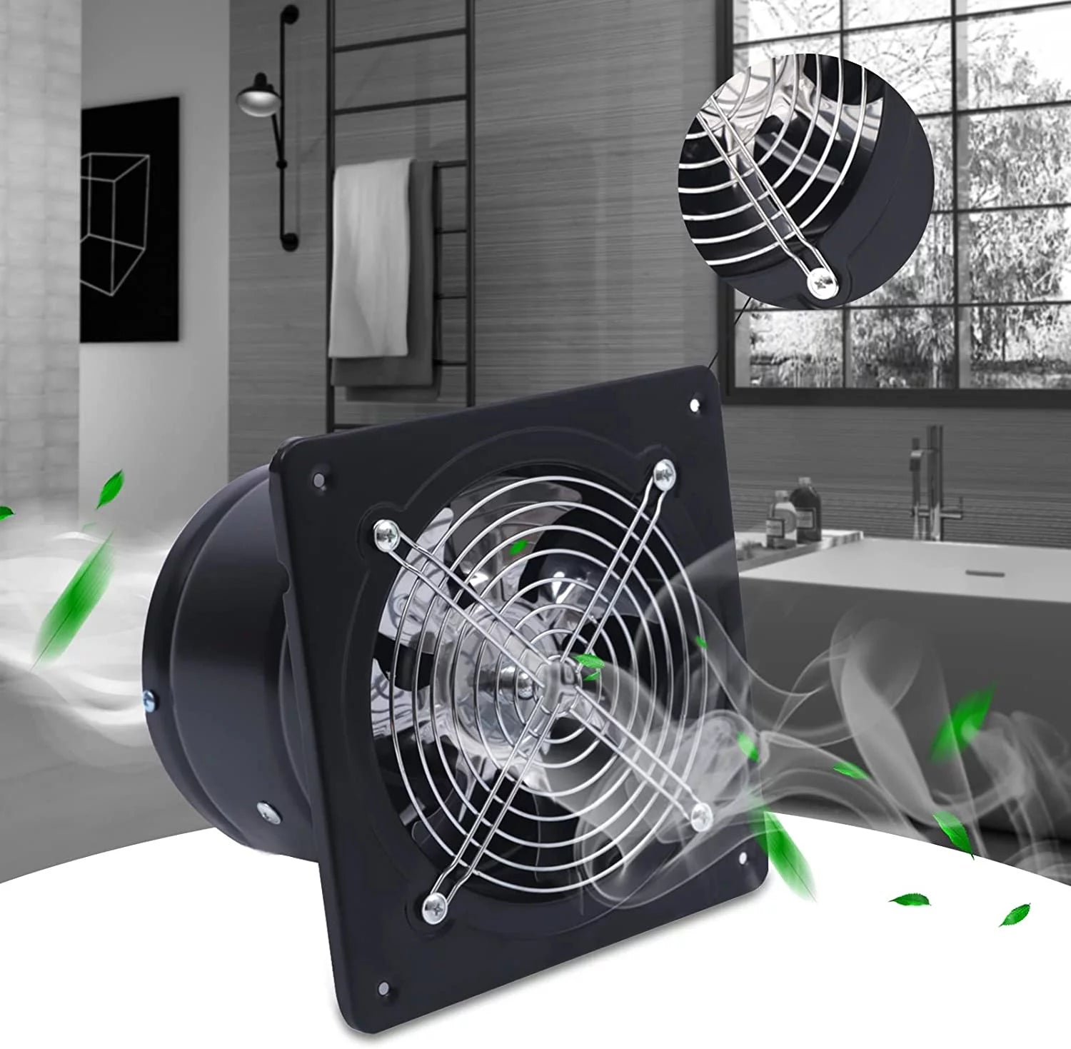 Metal Axial Exhaust Fan Wall Mounted Kitchen Ventilation I884