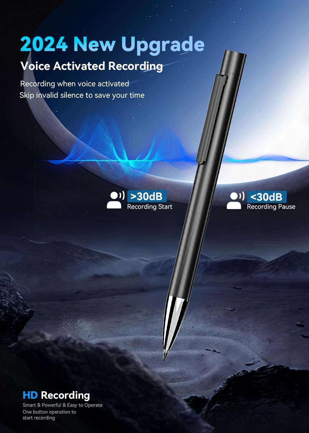 Voice Recorder 64GB with Noise Cancelling, USB-C for Lectures Meetings N786