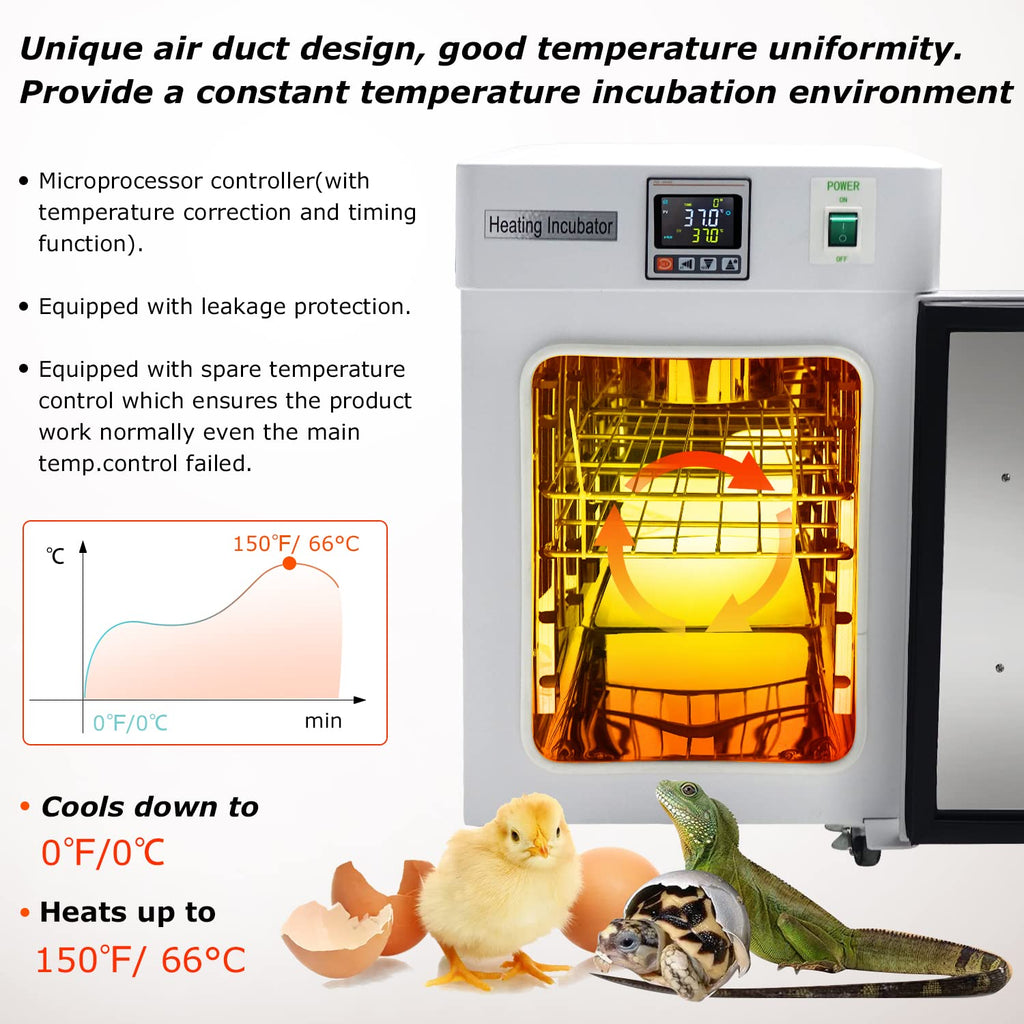 Lab Incubator 18L for Bacterial Culture Seed Germination, Reptile Egg Incubator RT-66℃ Digital PID Temperature Control L377912