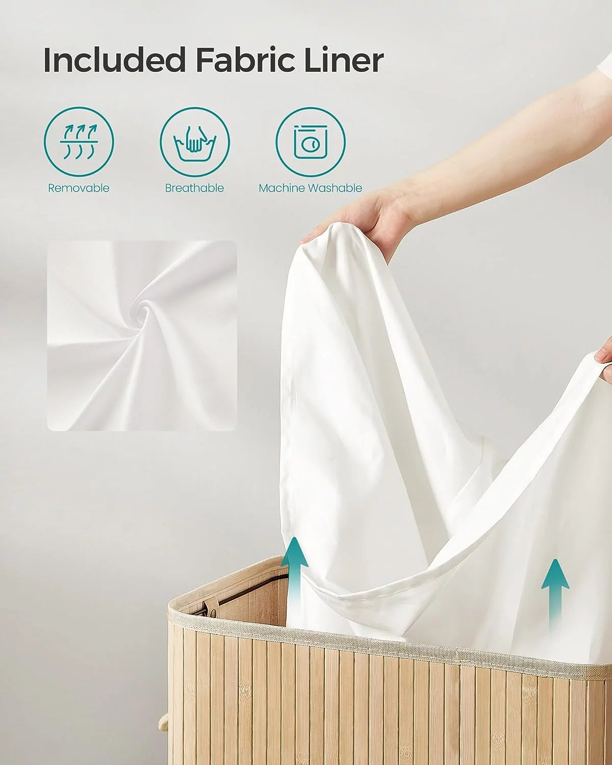 Bamboo Laundry Hamper with Lid and Handles F435652