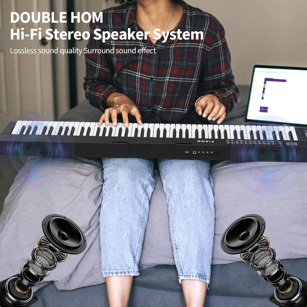 88 Key Semi Weighted Digital Piano with Stand and Built-In Speakers D16780