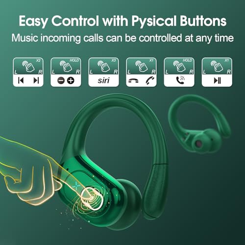 Wireless Earbuds Bluetooth 5.4 with Earhooks, IPX7 Waterproof P475856