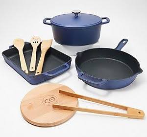 Cast Iron Cookware Set with Tools, Red O6435