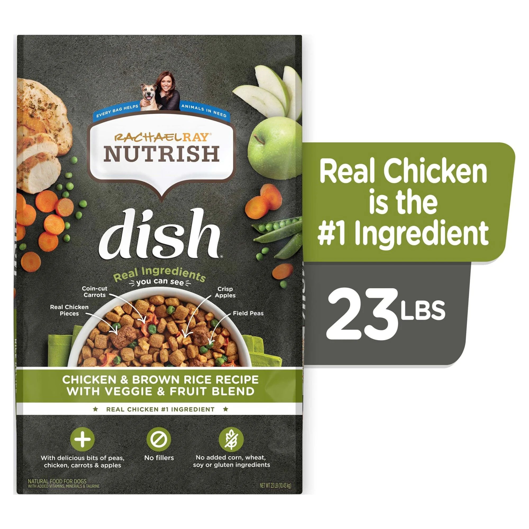 Dry Dog Food, Chicken & Brown Rice Recipe with Veggie & Fruit Blend, 23 lb. Bag Z405222