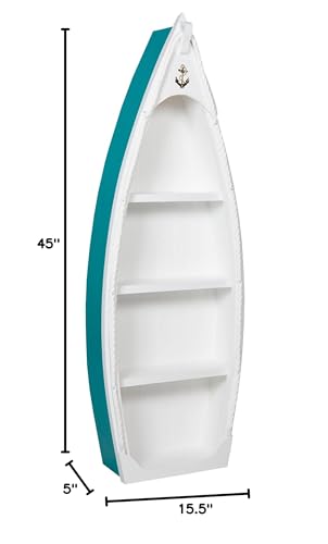 Nautical Rowboat Shaped 4 Tier Wooden Bookshelf, Cardinal Red O297694