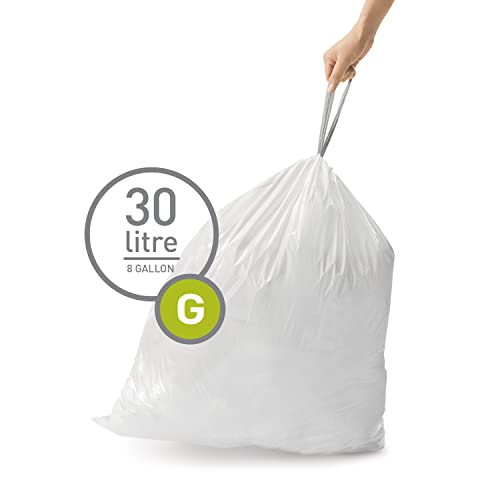 Drawstring Trash Bags in Dispenser Packs, 30 Liter / 8 Gallon, White K526