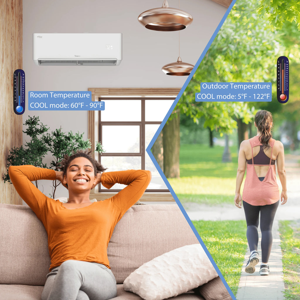 12,000 BTU Ductless Mini-Split Heat Pump System with WiFi, 220V V1164
