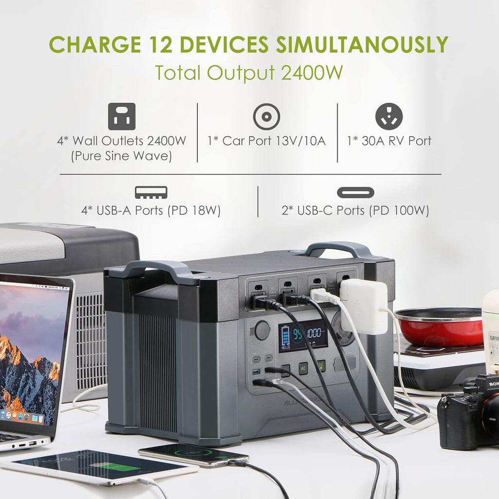 2400W Portable Power Station with 2x 100W Foldable Solar Panels I622572