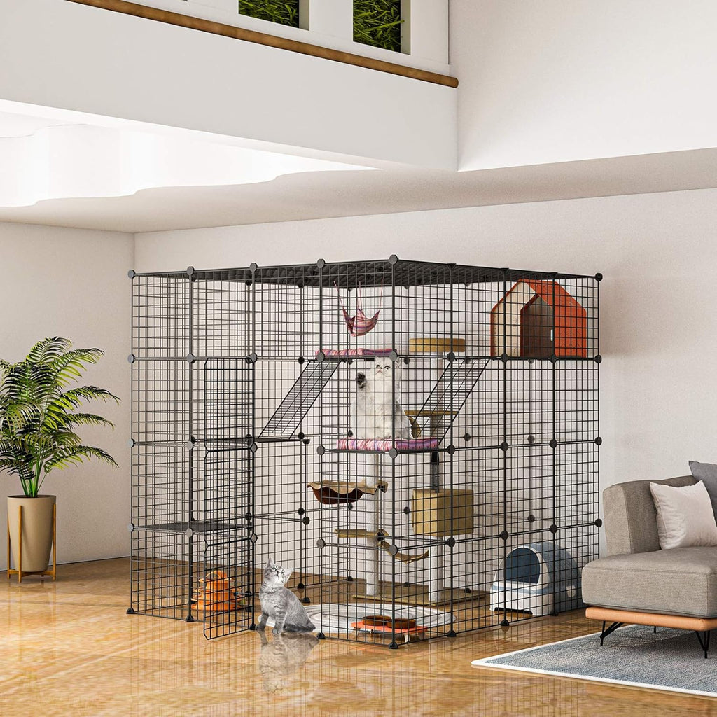 Large Cat Cage Indoor DIY Cat Playpen Detachable Metal Wire Kennels Crate N897