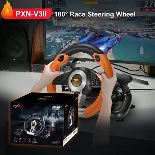 PC Racing Wheel 180 Degree USB Sim Steering Wheel with Pedals E706
