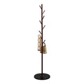 Metal Coat Rack Stand with Marble Base, Coat Rack Freestanding with 8 Wooden Hooks, Easy to Assemble and Sturdy, Coat Rack Bionic Hall Tree for Home Entry-way Hat Hanger Organizer(White)