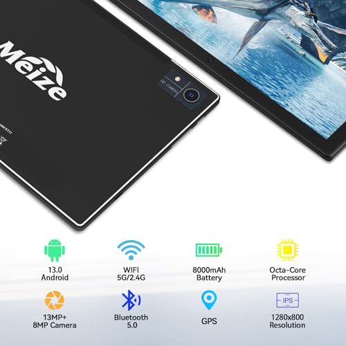 Android 13 Tablet, 10.1 inch, 128GB, 8000mAh Battery, Keyboard Included Z101267