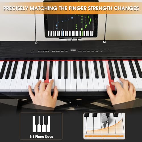 88 Key Semi Weighted Digital Piano with Lighted Keys, Stand, Case, Pedal, Headphone K75192