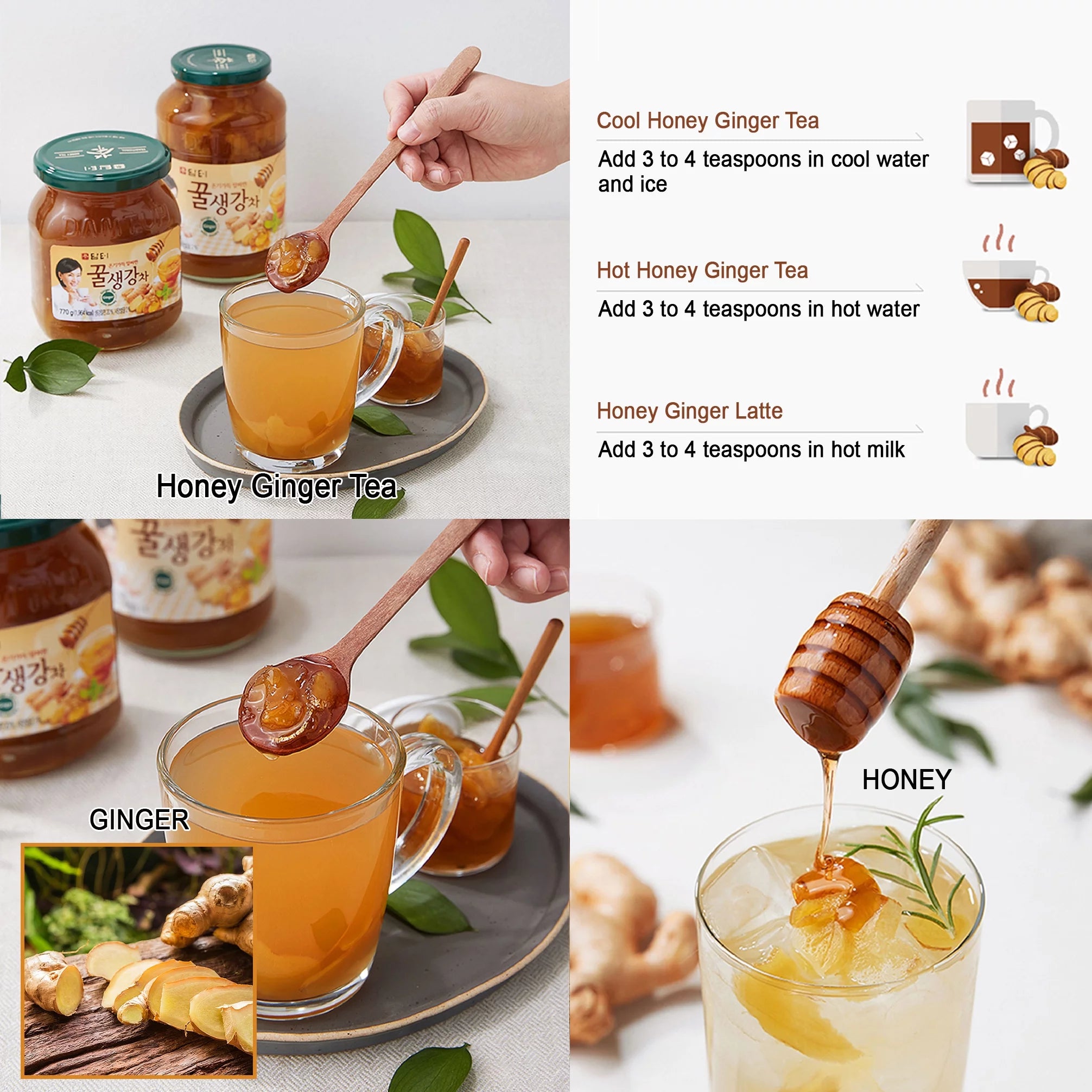 Korean Honey Ginger Tea, 27.16 oz x 2 Bottles L5753