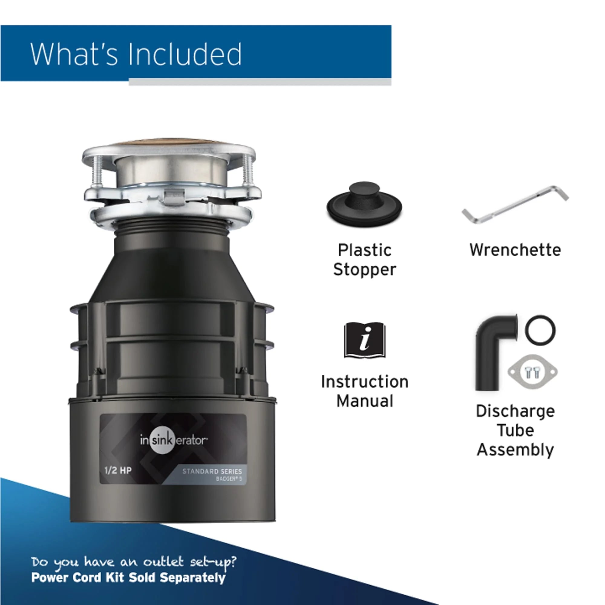 Food Waste Disposal, 1/2 HP Continuous Feed E9764