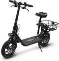 Phantomgogo Commuter R1 - Electric Scooter for Adults - Foldable Scooter with Seat & Carry Basket - 450W Brushless Motor 36V - 15MPH 265lbs Max Load E Mopeds for Adults