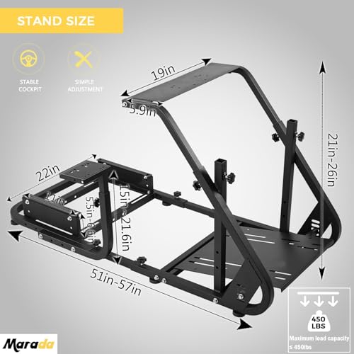 Reinforced Racing Steering Wheel Cockpit with Adjustable Driving Simulator TV Stand F457477