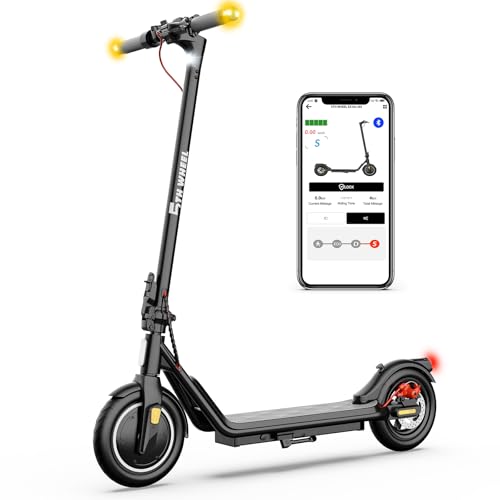 5TH WHEEL V20 Pro Electric Scooter, 10" Solid Tires, 350W Motor & 18 MPH, Turn Signals and Dual Brakes, APP Control & E-Lock, Portable and Foldable Commuter Electric Scooter for Adult