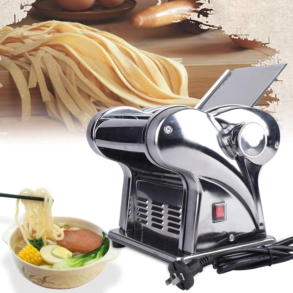 Electric Commercial Pasta Maker Machine, Double-Knife Pressing Machine Made of Stainless Steel for Used to Make Dumplings, Noodles and other Pasta