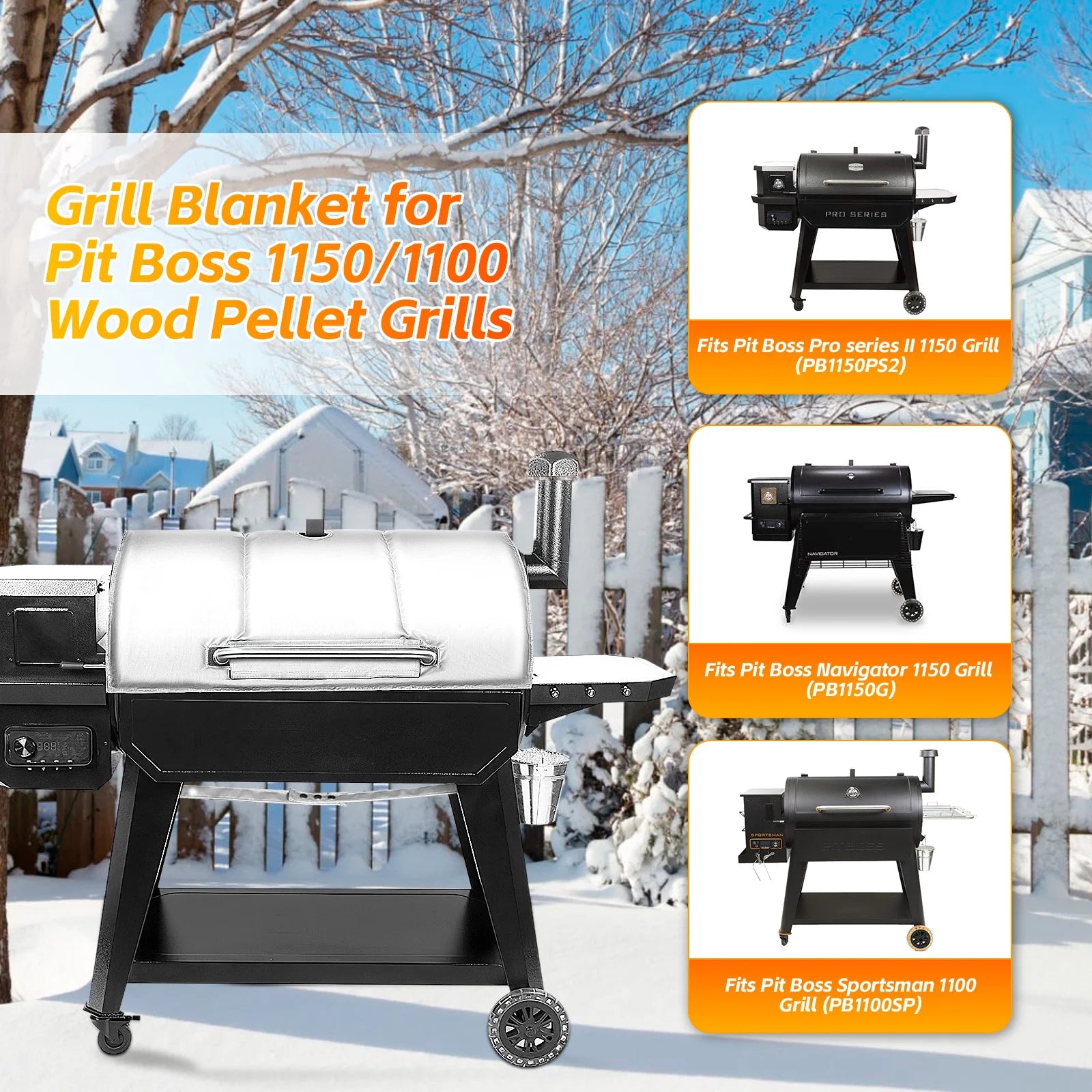 Grill Insulation Blanket for Wood Pellet Grill, BBQ Smoker Winter Cooking U810125