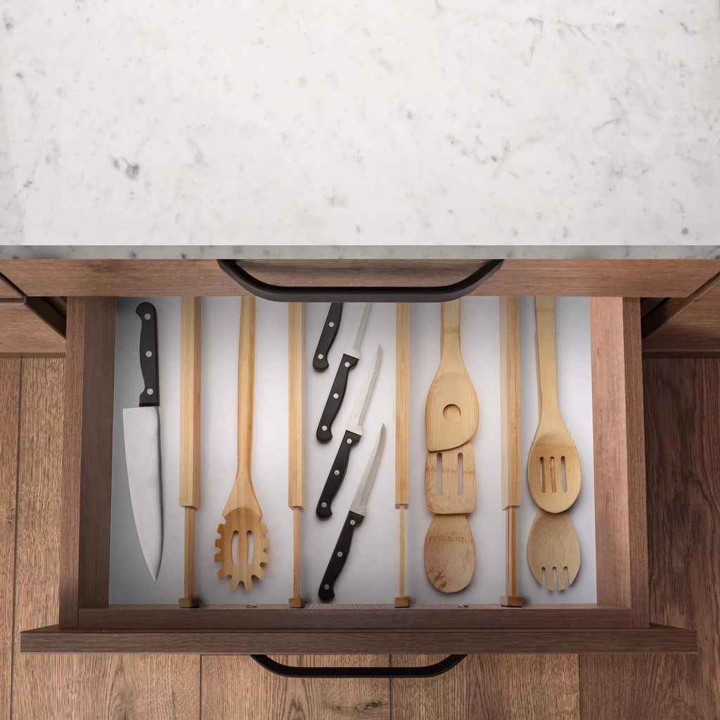 Bamboo Drawer Dividers - Adjustable Expandable Organizer K5418