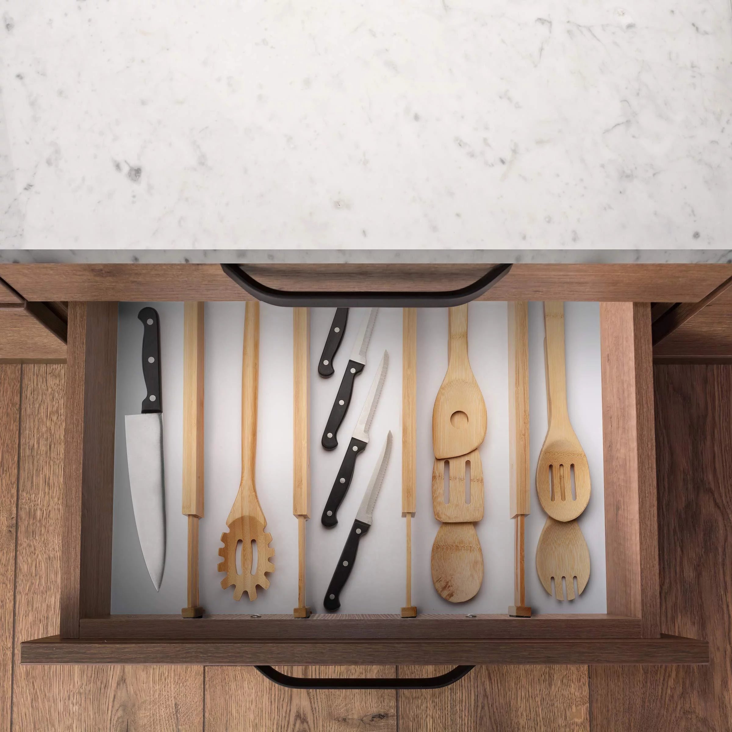 Bamboo Drawer Dividers - Adjustable Expandable Organizer K5418