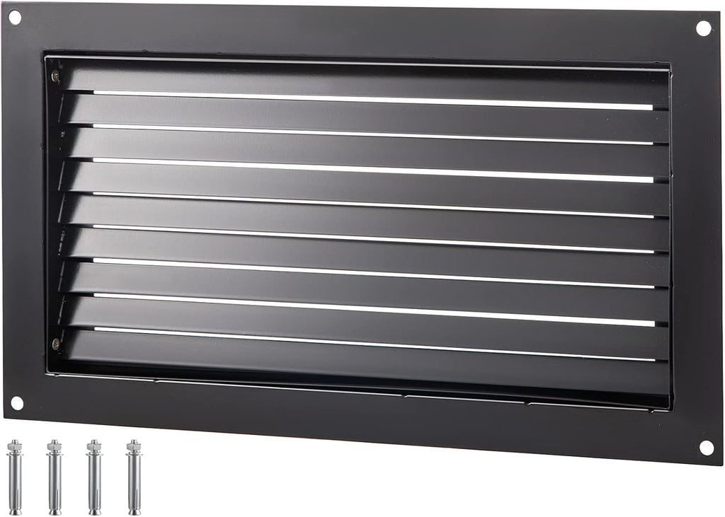 VEVOR Foundation Flood Vent, 8" Height x 16" Width Flood Vent, to Reduce Foundation Damage and Flood Risk, Black, Wall Mounted Flood Vent, for Garages & Full Height Enclosures