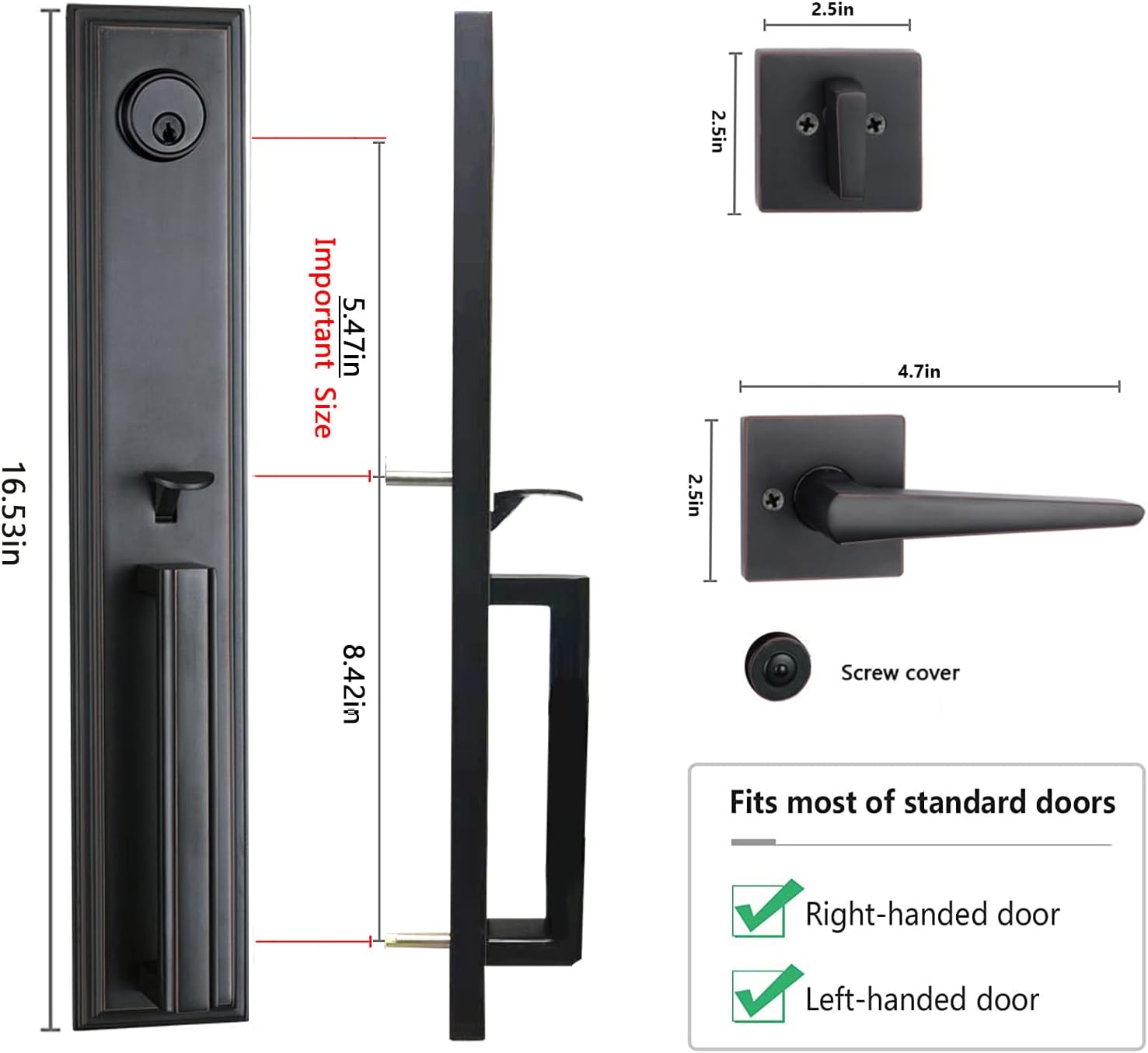 Double Door Handleset for Front Door, Aged Bronze Finish N347693
