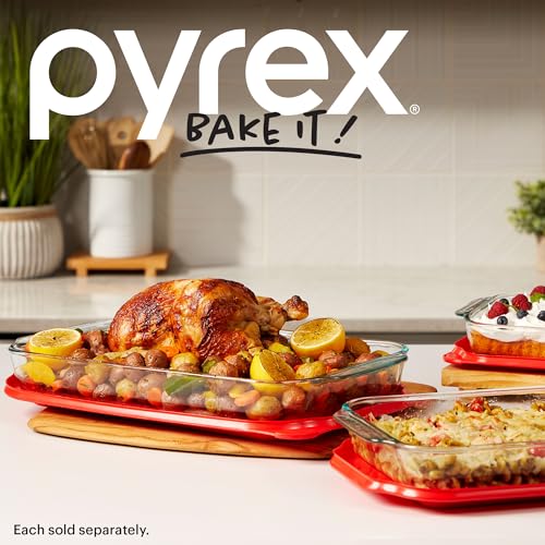 2-Qt Glass Baking Dish with Lid, Tempered Glass, Large Handles R34244