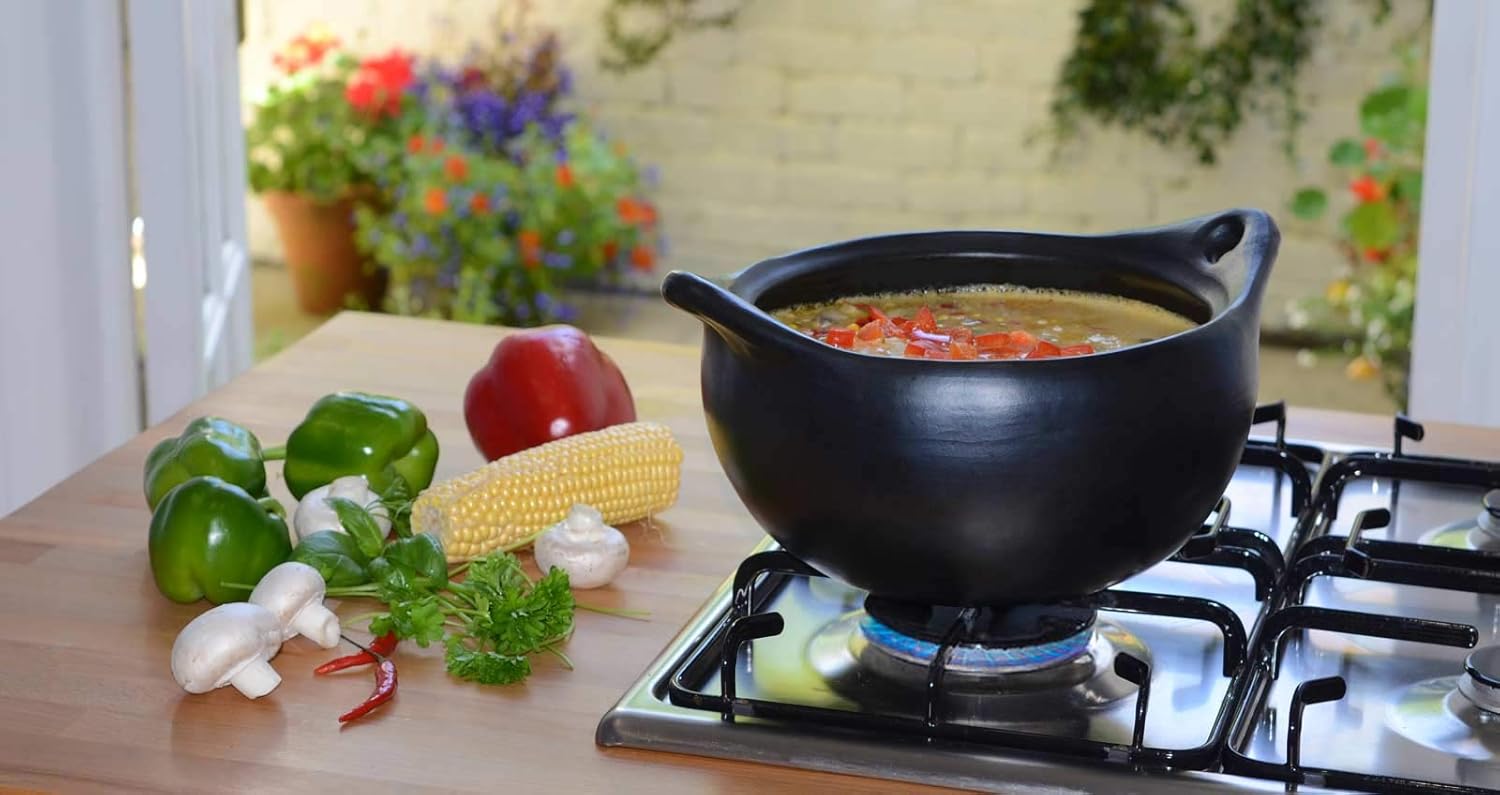 Clay Pot for Cooking with Handles and Lid, 3.5 Lt S819694