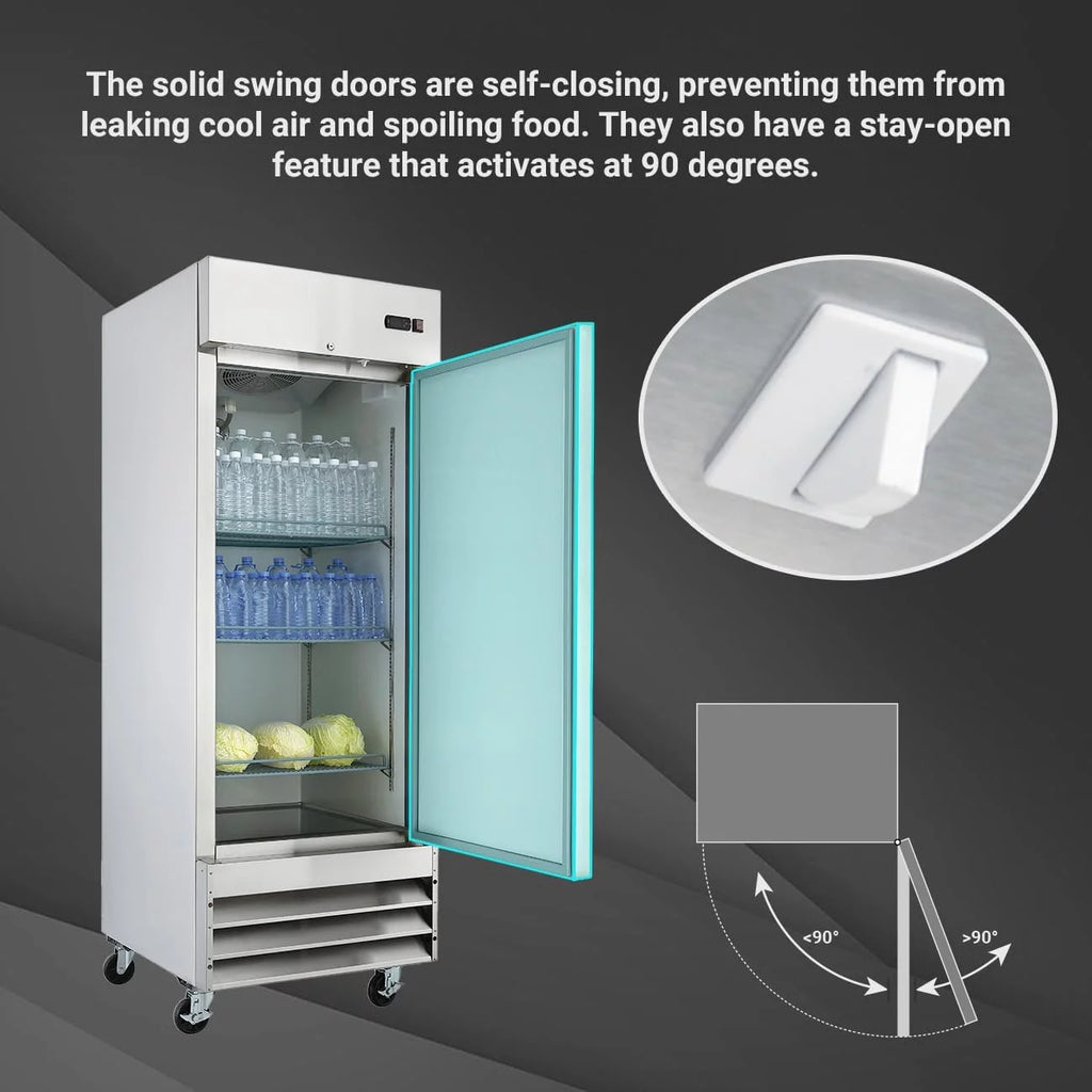23 Cu ft Commercial Freezer, Frost Free Upright Fridge with Smudge-Proof Single Door C75644
