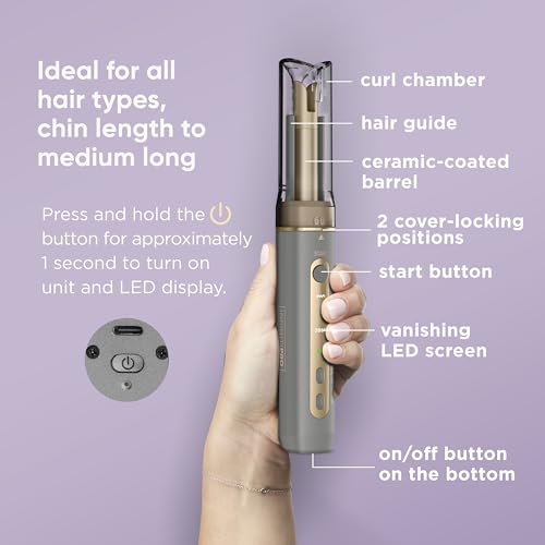 Cordless Automatic Curling Iron for Short to Medium Hair T62249