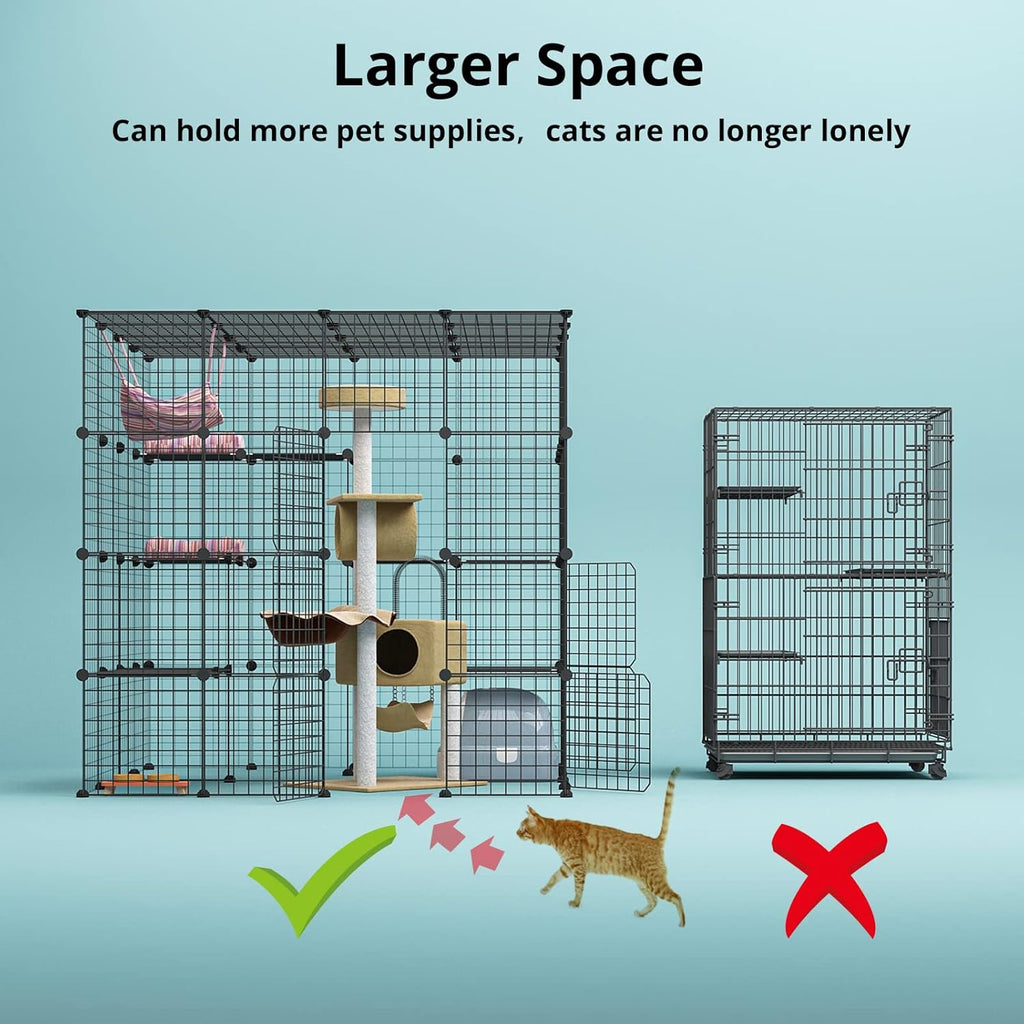 Large Cat Cage Indoor DIY Cat Playpen Detachable Metal Wire Kennels Crate N897