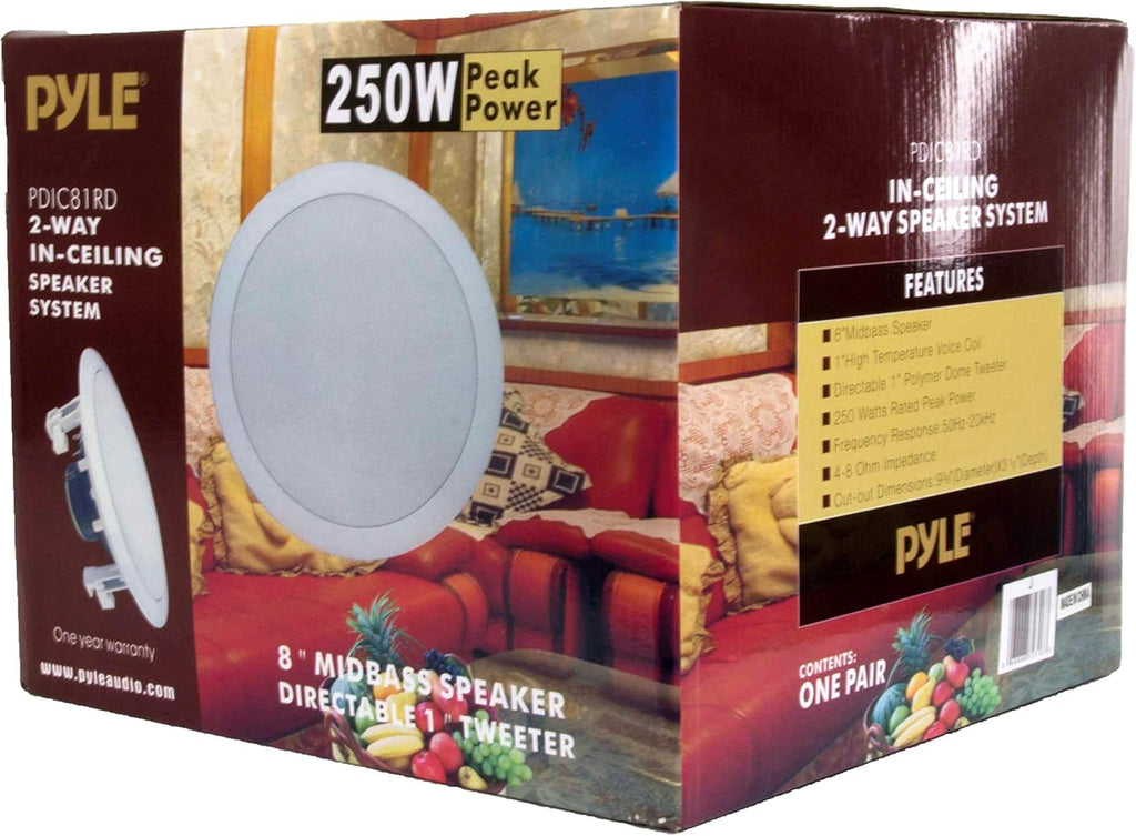 8" 1000W Round Wall And Ceiling Home Speakers 2 PAIR P8339