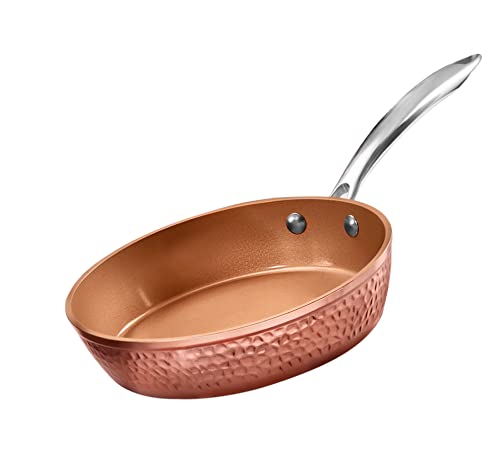 Hammered Copper Non Stick Frying Pan with Lid, Ceramic Coating, Oven Safe M784