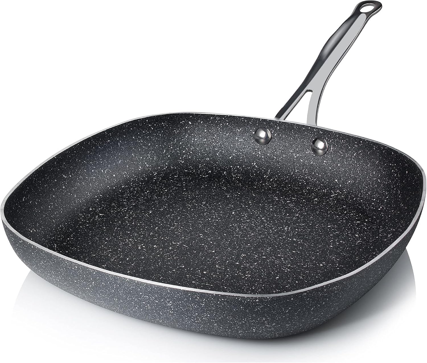 Granitestone 11" Shallow Square Frying Pan Nonstick Skillet, Scratchproof Diamond Infused Coating, No-warp Mineral-enforced Cookware Dishwasher Oven Safe PFOA-Free Kitchenware - As Seen On TV