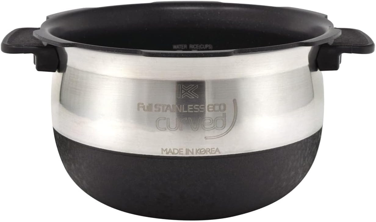 CUCKOO Replacement Inner Pot for Rice Cooker Model CRP-DHSR0609F/CRP-JHR0609F/CRP-LHTR0609FW Stainless/Black, 6 Cups (Uncooked), (INNERPOT-CRP-DH/JH/LH06)
