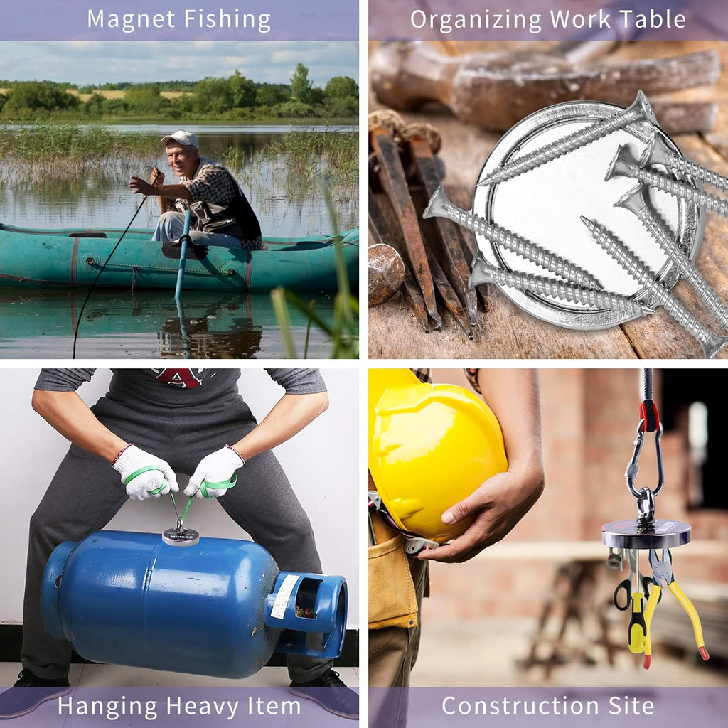 Fishing Magnets Kit with Heavy Duty Rope, 100mm Neodymium Magnet for River Retrieving, Pack of 2 D937518