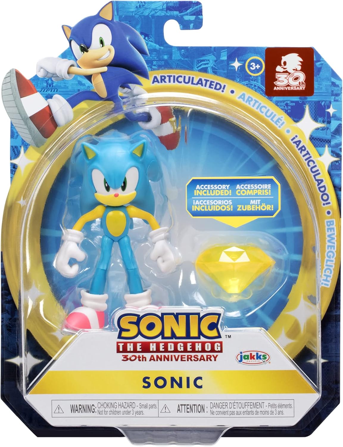 4-Inch Action Figure with Yellow Chaos Emerald Collectible Toy M5958