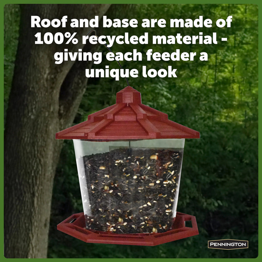 Red Recycled Plastic Wild Bird Hopper Feeder, 7 lb, 2 Pack K418