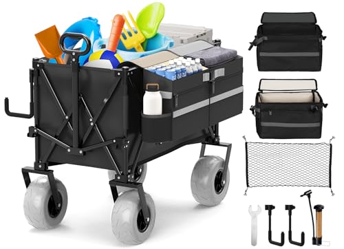 Collapsible Beach Wagon with All-Terrain Wheels and Detachable Cooler U3960