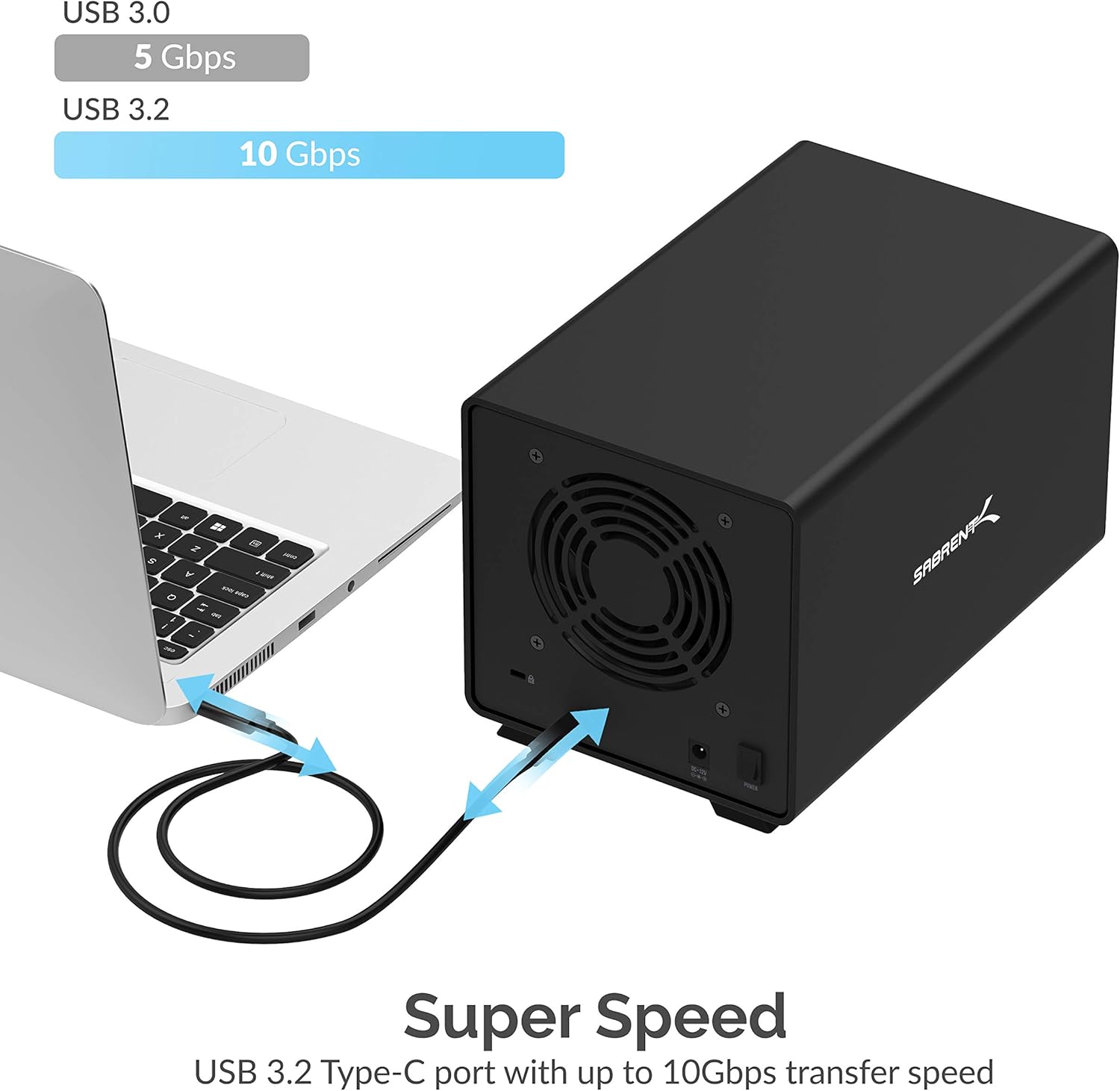 USB 3.0 to SATA Dual Bay External Hard Drive Docking Station for 2.5/3.5in HDD SSD with Cloner Function J42226